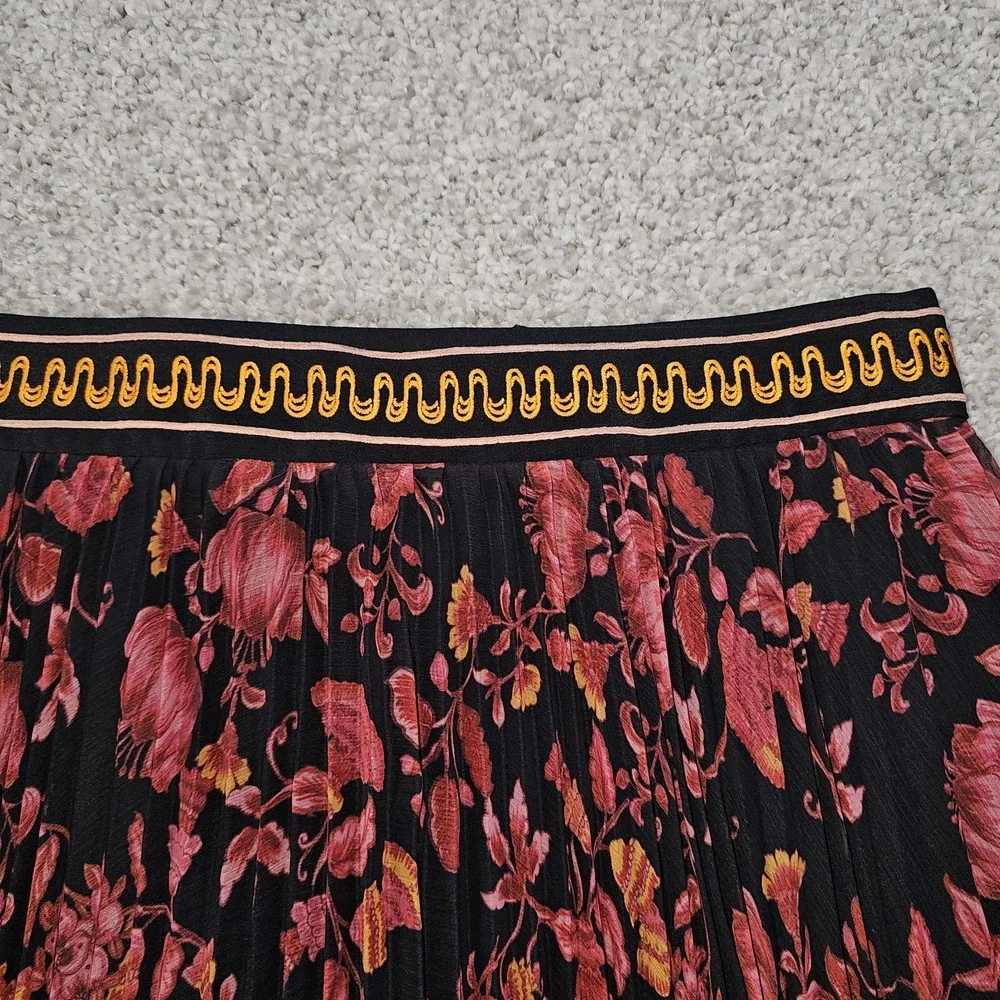 ALICE AND OLIVIA KATZ SUNBURST PLEATED Boho MAXI SKIRT Size 6 - Picture 5 of 9